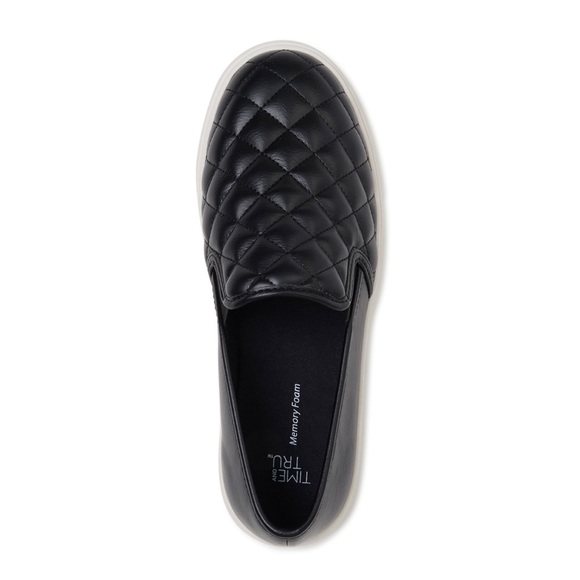 Memory Foam Loafer Twin Gore Quilted Women’s Slip On Sneakers Black Color New - Picture 3 of 5